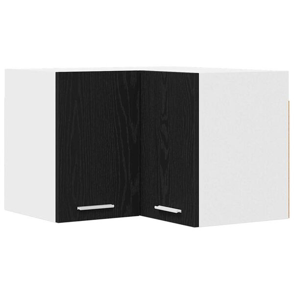 vidaXL Hanging Cabinet Black Oak and White 57 x 57 x 40 cm