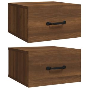 vidaXL Wall-mounted Bedside Cabinets 2 pcs Brown Oak 35x35x20 cm