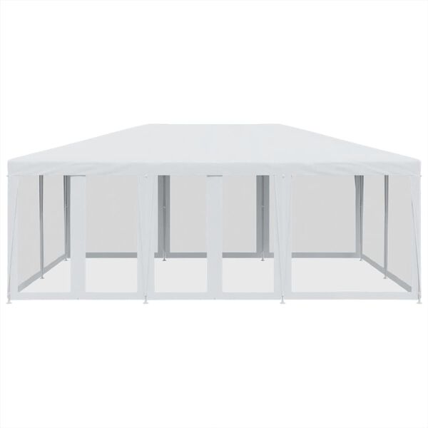 vidaXL Party Tent with 10 Mesh Sidewalls White 6x4 m HDPE