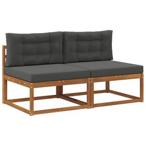 vidaXL Outdoor Middle Sofa with Cushion 2 Piece Natural