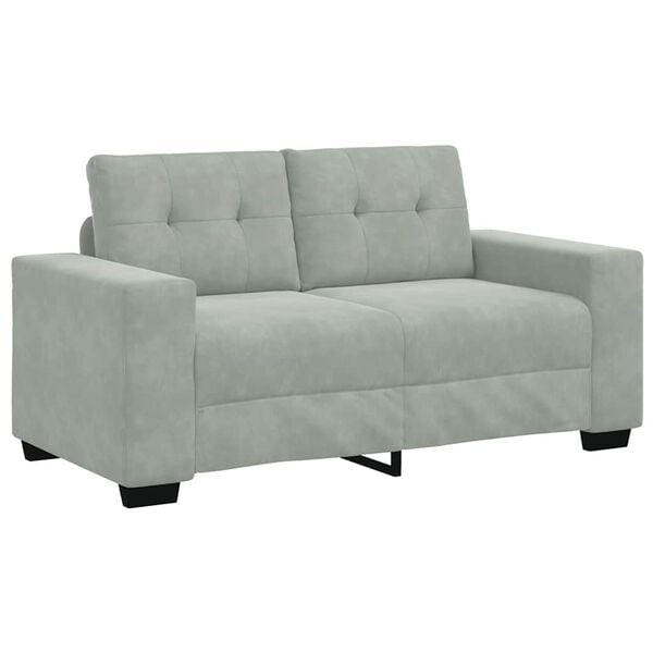vidaXL Loveseat Sofa Light Grey 120 cm Velvet
