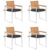 vidaXL Garden Chairs 4 pcs with Cuhsions Solid Teak Wood