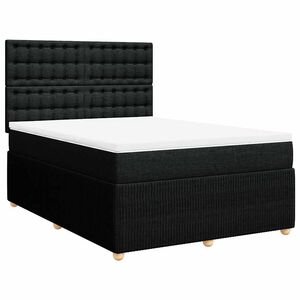 vidaXL Box Spring Bed with Mattress Black Queen Fabric