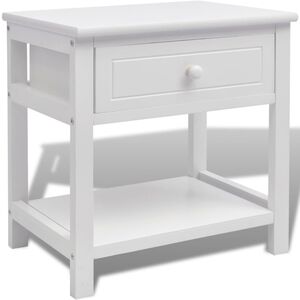 vidaXL Bedside Cabinet | White | Paulownia wood, MDF, plywood | Compact