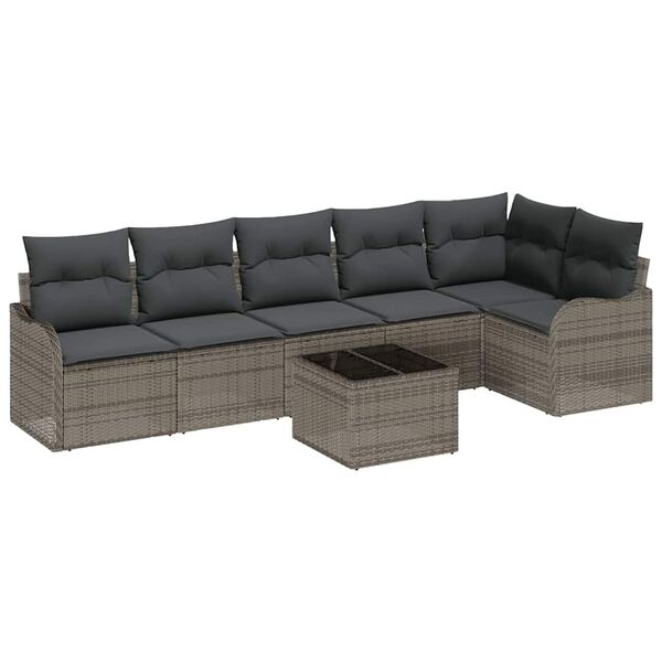 vidaXL Garden Sofa Set Grey Poly Rattan
