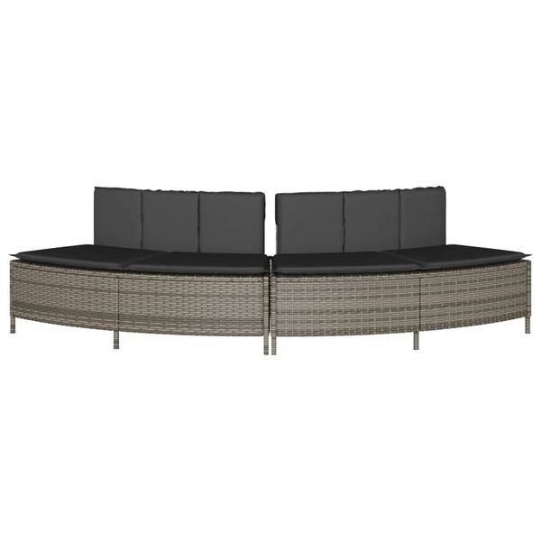 vidaXL Hot Tub Benches with Cushions 2 pcs Grey Poly Rattan