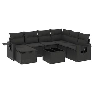 vidaXL 8 Piece Garden Sofa Set with Cushions Black Poly Rattan