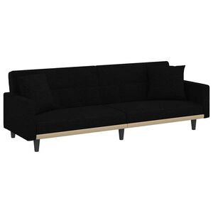 vidaXL Sofa Bed with Cushions Black Fabric