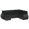 vidaXL 7 Piece Garden Sofa Set with Cushions Black Poly Rattan