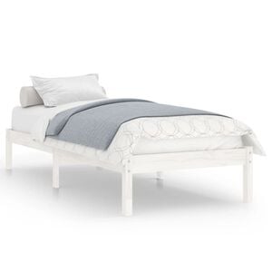 vidaXL Bed Frame without Mattress White Solid Wood Single