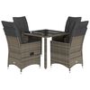 vidaXL 5 Piece Garden Dining Set with Cushions Grey Poly Rattan