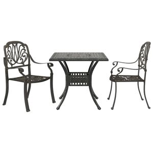 vidaXL 3 Piece Bistro Set Bronze Cast Aluminium