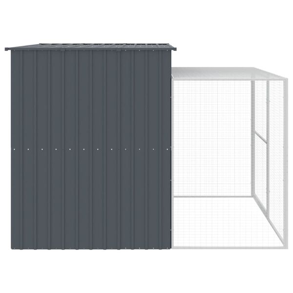 vidaXL Dog House with Run Anthracite 214x253x181 cm Galvanised Steel