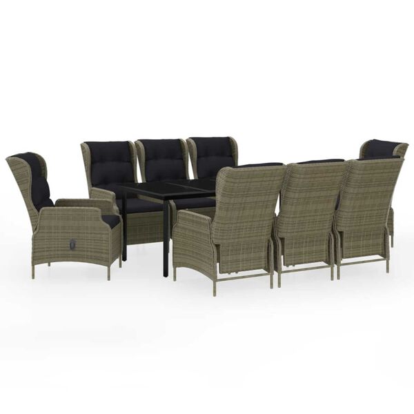 vidaXL 9 Piece Garden Dining Set Brown