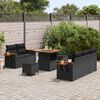 vidaXL Garden Sofa Set with Cushion 10 pcs Black Poly Rattan