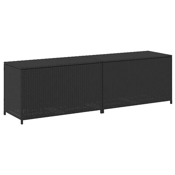 vidaXL Garden Storage Box Poly Rattan 200x50x60 cm Black