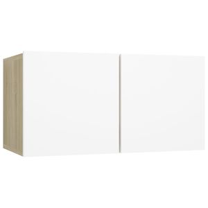 vidaXL Hanging TV Cabinet White and Sonoma Oak 60x30x30 cm