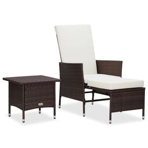 vidaXL 2 Piece Garden Lounge Set with Cushions Poly Rattan Brown