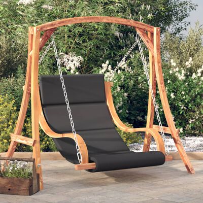 vidaXL Swing Chair with Cushion Solid Wood Spruce with Teak Finish