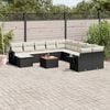 vidaXL 12 Piece Garden Sofa Set with Cushions Black Poly Rattan