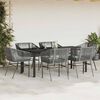 vidaXL 7 Piece Garden Dining Set with Cushions Grey Poly Rattan Glass