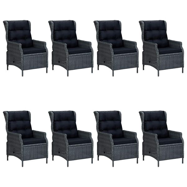 vidaXL 9 Piece Garden Dining Set Dark Grey