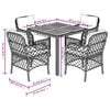 vidaXL 5 Piece Garden Dining Set with Cushions Black Poly Rattan