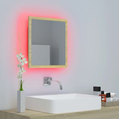 vidaXL LED Bathroom Mirror Sonoma Oak 40x8.5x37 cm Acrylic