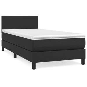 vidaXL Box Spring Bed with Mattress Black 100x200 cm Faux Leather