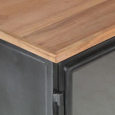 vidaXL Sideboard Grey 60x35x70 cm Solid Acacia Wood and Steel