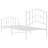 vidaXL Metal Bed Frame without Mattress with Footboard White 90x190cm