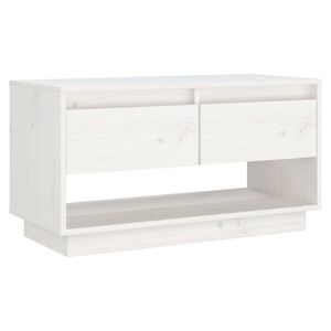 vidaXL Tv Stand | White | Solid pine wood | Medium | TV Stand | Rectangular