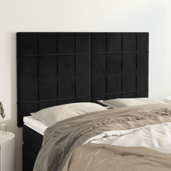 vidaXL Headboard Black 144x5x118/128 cm Velvet