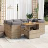 vidaXL 7 Piece Garden Sofa Set with Cushions Beige Poly Rattan