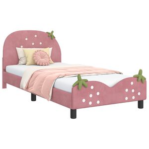 vidaXL Children's Bed Frame with Headboard Pink 90 x 190 cm Velvet
