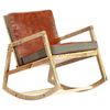 vidaXL Rocking Chair Brown Real Leather and Solid Mango Wood