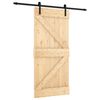 vidaXL Sliding Door Natural and Black 95 x 210 cm Solid Pine Wood