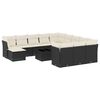 vidaXL 13 Piece Garden Sofa Set with Cushions Black Poly Rattan