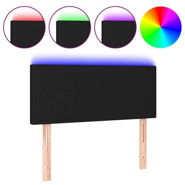 vidaXL LED Headboard Black 100 cm Fabric