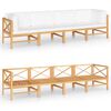 vidaXL 4-Seater Garden Sofa with Cream Cushions Solid Teak Wood