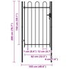 vidaXL Fence Gate Single Door with Arched Top Steel 1x1.5 m Black