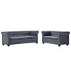 vidaXL Chesterfield Sofa Set Artificial Suede Leather Grey