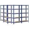 vidaXL 5-Layer Storage Shelves 4 pcs Blue Steel&Engineered Wood