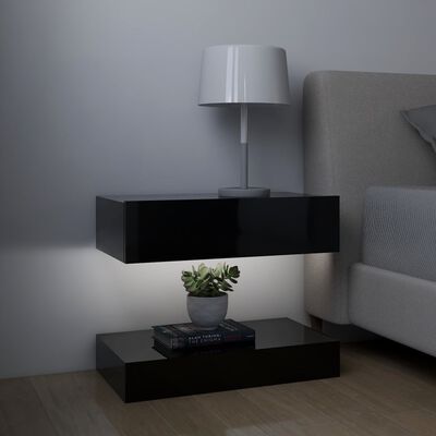 vidaXL TV Cabinets with LED Lights 2 pcs High Gloss Black 60x35 cm