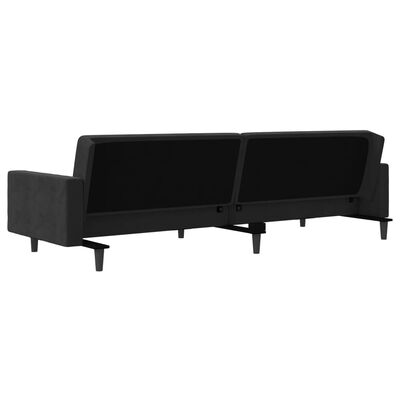 vidaXL 2-Seater Sofa Bed with Two Pillows Black Velvet