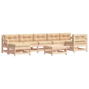 vidaXL 8 Piece Garden Lounge Set with Cushions White Solid Wood