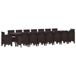 vidaXL Garden Dining Set with Cushions with Cushion 17 pcs Brown PP