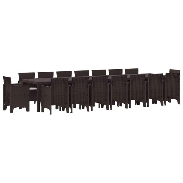 vidaXL Garden Dining Set with Cushions with Cushion 17 pcs Brown PP