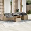 vidaXL 7 Piece Garden Sofa Set with Cushions Beige Poly Rattan