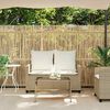 vidaXL Garden Sofa 2-Seater with Cushions&Table Beige Poly Rattan